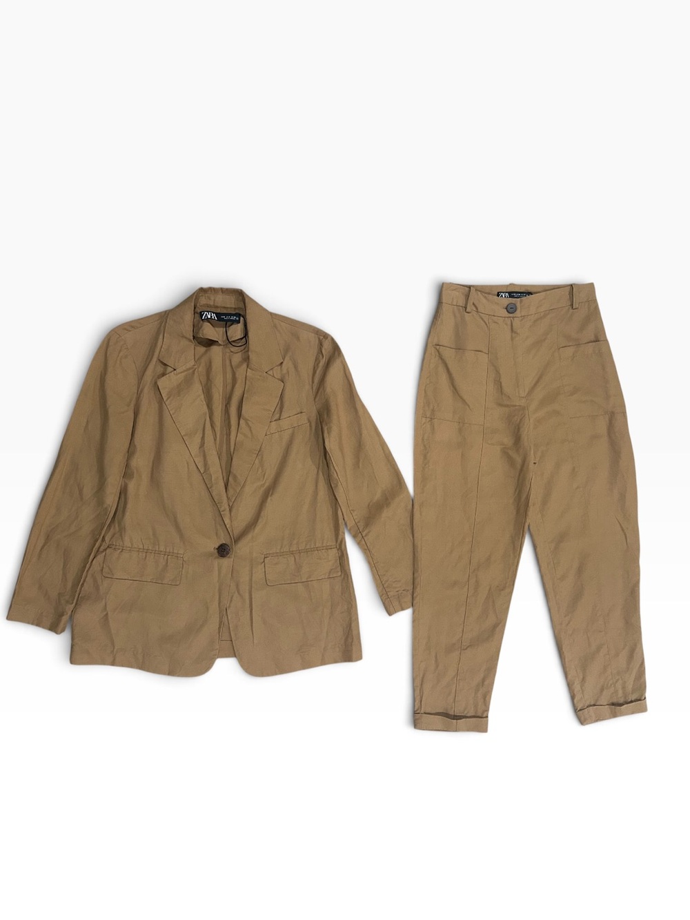 ZARA Lyocell Linen Blazer & Pants Suit Set XS/S